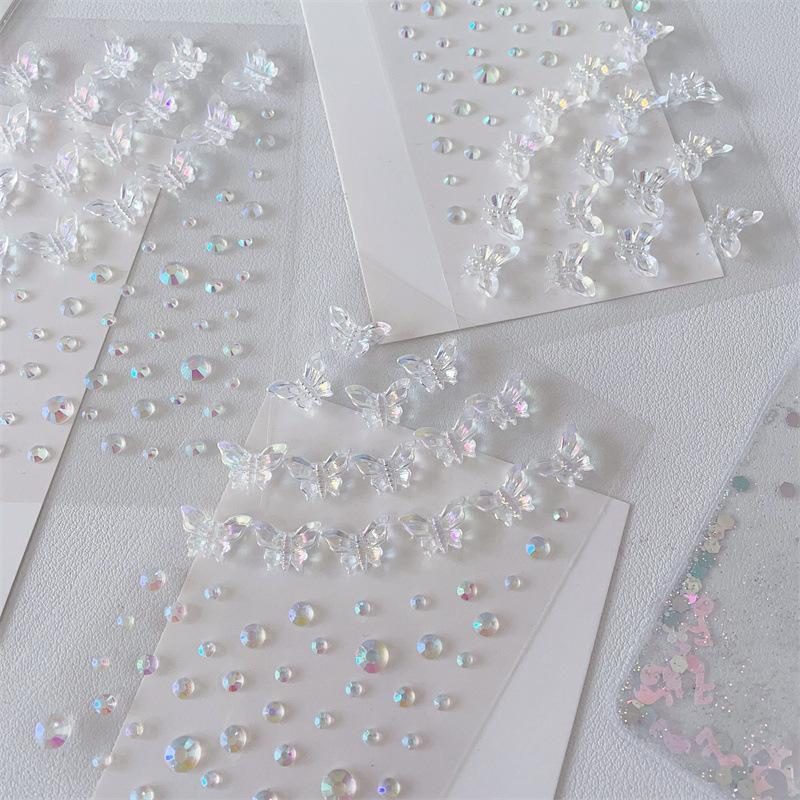 3D Butterfly Imitation Rhinestone Decorative Sticker, 2 Counts Colorful Princess Style Firm and Not Hurt The Skin Face Sticker, Suitable for Party Makeup