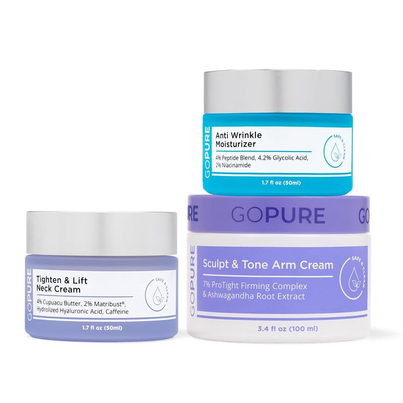 GOPURE Anti-Wrinkle Moisturizer + Tighten & Lift Neck Cream + Sculpt & Tone Arm Cream