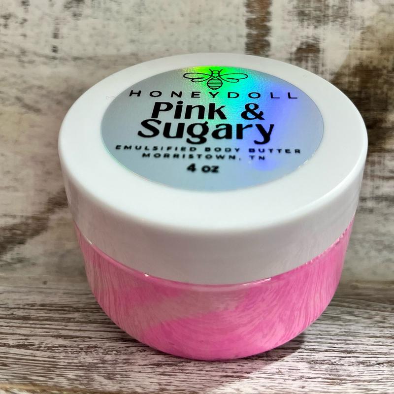 Pink & Sugary Emulsified Body Butter - Sweet Vanilla & Caramel Scent - Body Care