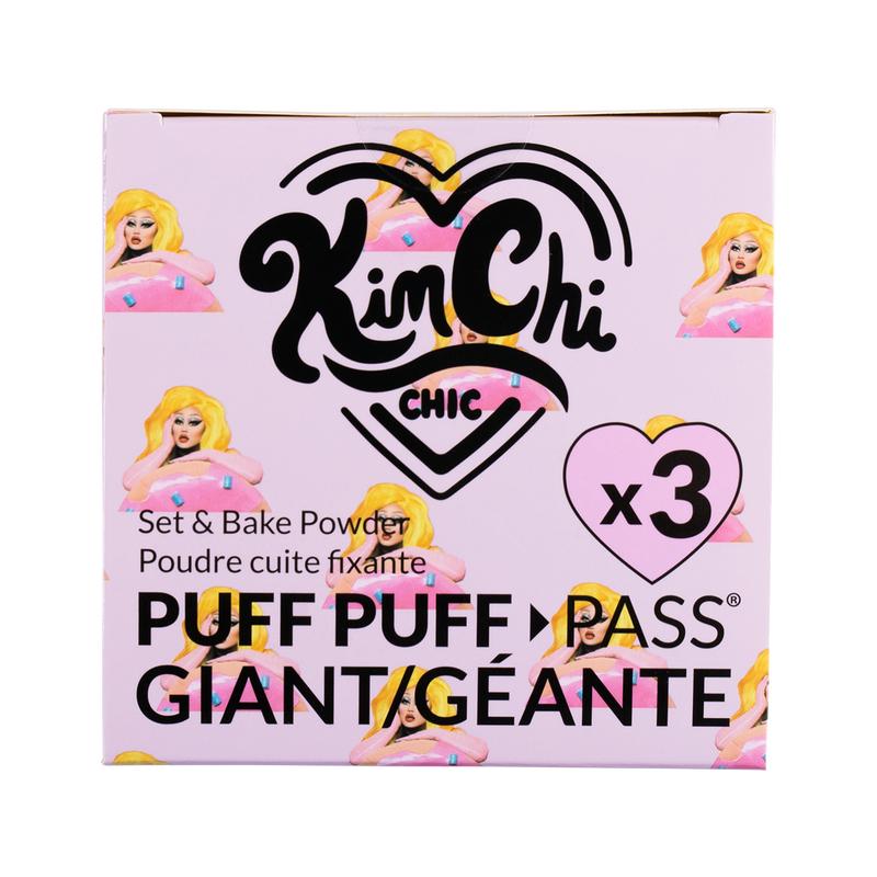 KimChi Chic Giant Puff Puff Pass Set & Bake Powder with Rice Powder & Vitamin-E, Lightweight & Translucent Makeup