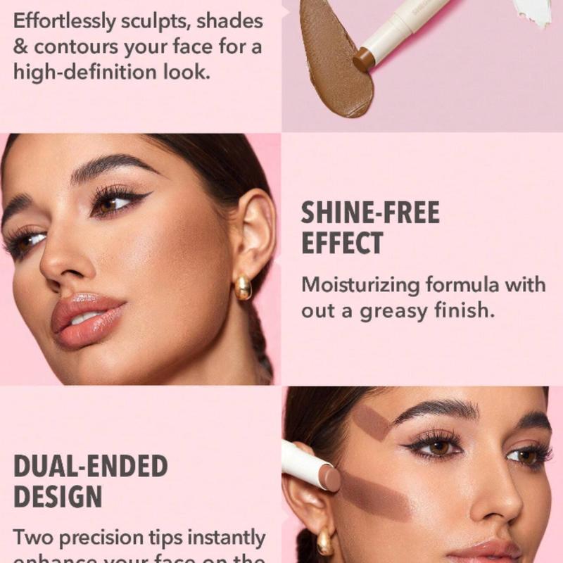 SHEGLAM Color & Sculpt Stick - Nude & Cocoa 2 In 1 Contour Dual Head Highly Pigmented Non-Fading Dual-Use Highlighter Contouring Brightening Pro Contour - Makeup & Cosmetics