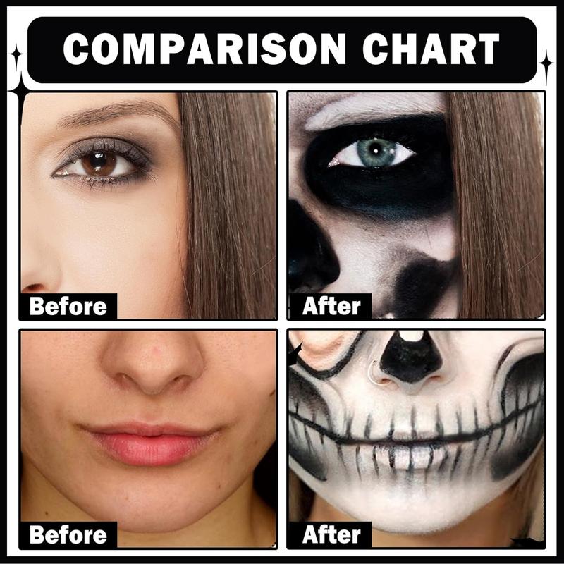 Black and White Face Painting Kit Body and Face Painting Kit for Halloween Special Effects SFX Clown Skeleton Cosplay Makeup Kit