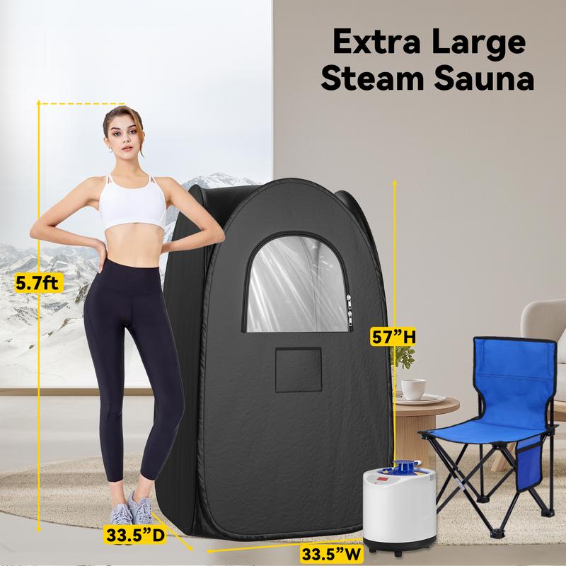 MANASTIN Portable Sauna Box for Home, Foldable Steam Nurecover Saunas Heater at Home Use, Indoor Sauna Tent with 2.6L Steamer, Personal Dry Sauna Spa - Easy Installation, Black