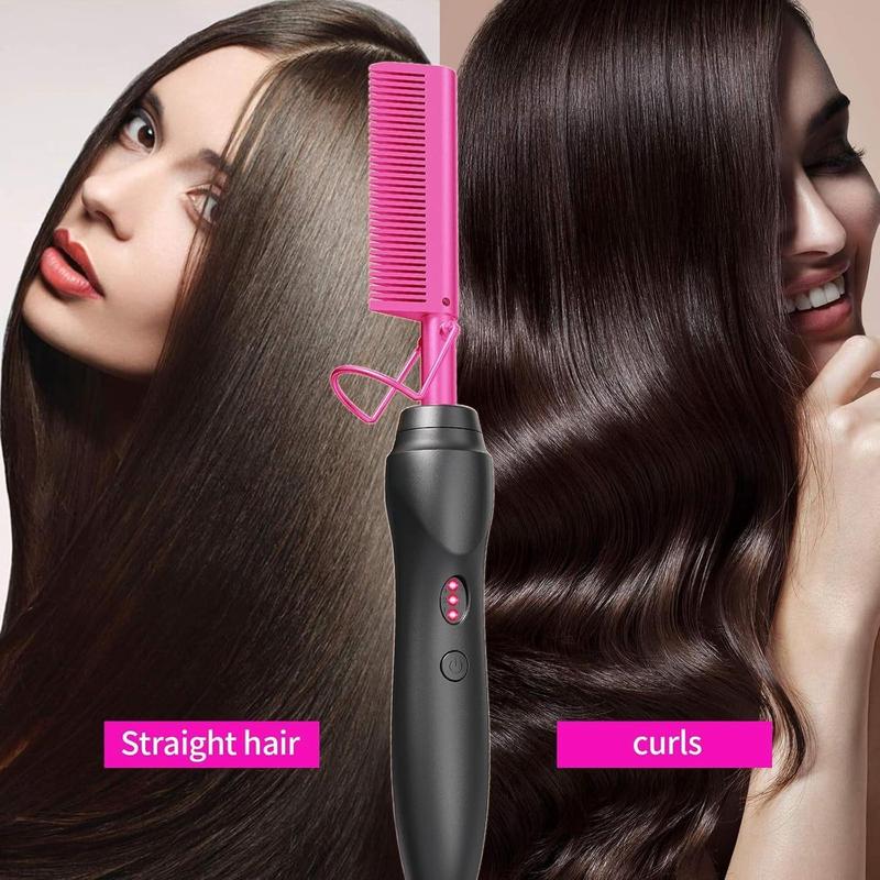 Adjustable temperature hair straightener anti-scalding heat press comb, ceramic electric fast heating hair straightening comb, three color options, Christmas gift