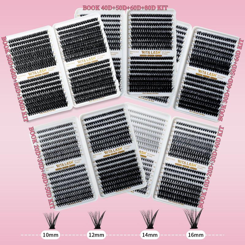 Mixed Size False Eyelashes, 640pcs set Natural Look Eyelash Extensions, Self Grafting Eyelash Clusters, False Eyelash Clusters, Volumized False Eyelash