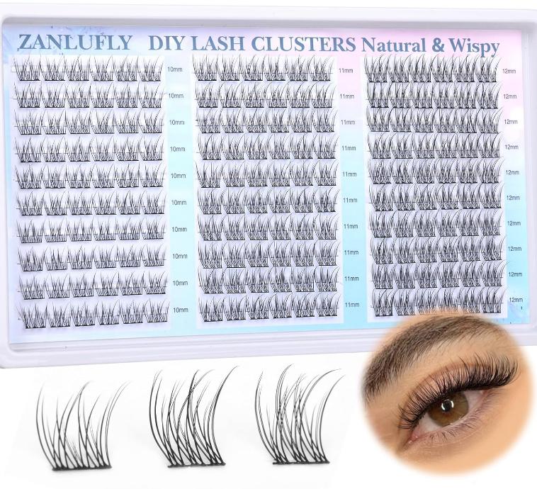 Lash Clusters Wispy Eyelash Clusters CC Curl Cluster Lashes zanlufly Natural Individual Lashes 180Pcs Eyelash Extension 10-12MM DIY Lash Extension