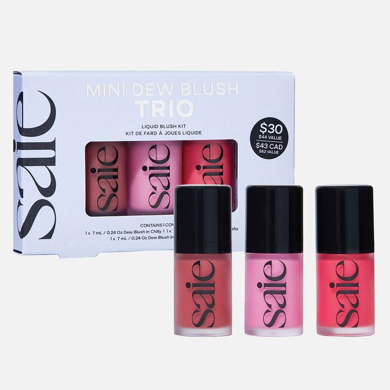 Mini Dew Blush Trio Blendable Liquid Cheek Flush Holiday Kit with Pink, Mauve and Watermelon Shades Makeup Cosmetic