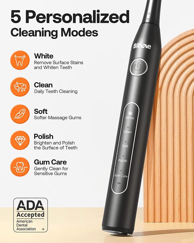 Bitvae D2 Electric Toothbrush for Adults - Ultrasonic Electric Toothbrushes with 8 Brush Heads, ADA Accepted Power Rechargeable Toothbrush with 5 Modes, Smart Timer