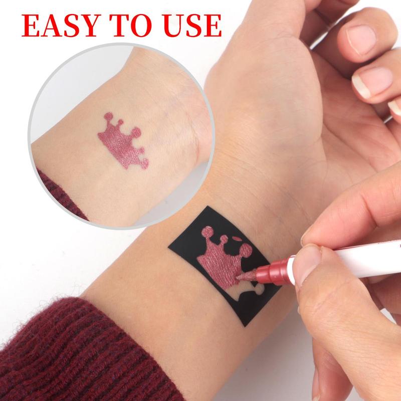 Temporary Tattoo Pen Set, 20pcs set Colorful Tattoo Pen & Unique Design Tattoo Template, Painless Body Art Tool Set for Women & Men, Christmas Gift