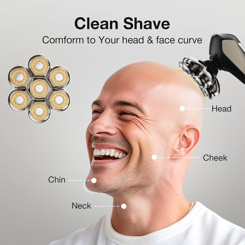 7 Blade Floating Replacement Shaver Head, Washable Shaver Blade Head Replacement Head Shaver, Wet and Dry Compatible Rotary Shaver