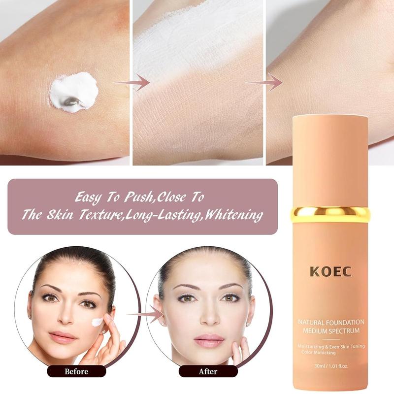 4 In 1 Foundation Liquid Foundation,  Hydrating Medium Full Coverage Concealer,  Long Wear Foundation Cosmetic