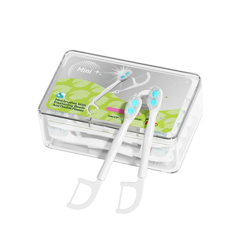 Disposable Mini Toothbrush with Built-in Toothpaste and Ultra-fine Disposable Double-layer Dental Floss (20 Pieces box), Portable Travel Toothbrush with Toothpaste for Home Travel Oral Care Tools, Christmas Gift