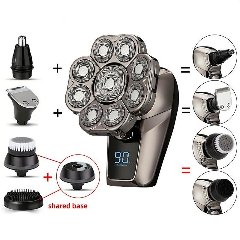 6 in 1 Electric Shaver for Men, 1 Set Wet & Dry Use Electric Razor, Rechargeable Hair Trimmer with Accessories for Men, Great for Home and Travel