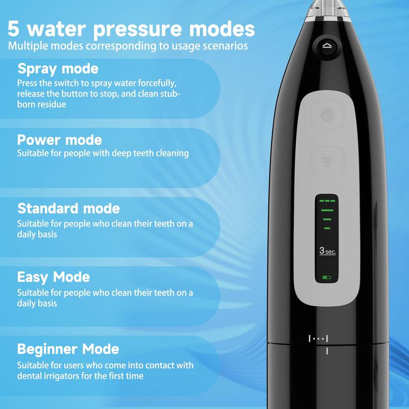 Water Flosser, 1 Count Rechargeable Oral Irrigator with Nozzles, Waterproof Dental Irrigator, Oral Care Tool for Home & Travel