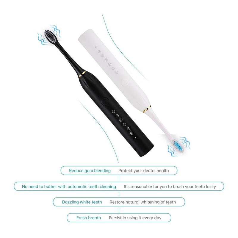 Electric Toothbrush Set, 1 Set Rechargeable Toothbrush & Replacement Brush Heads & USB Cable, Intelligent Deep Cleaning Toothbrushes for Adults, Gift for Christmas, Fall, Birthday Gifts, Winter Gift, Gift, Gender Neutral Hygiene Products, Christmas Gift