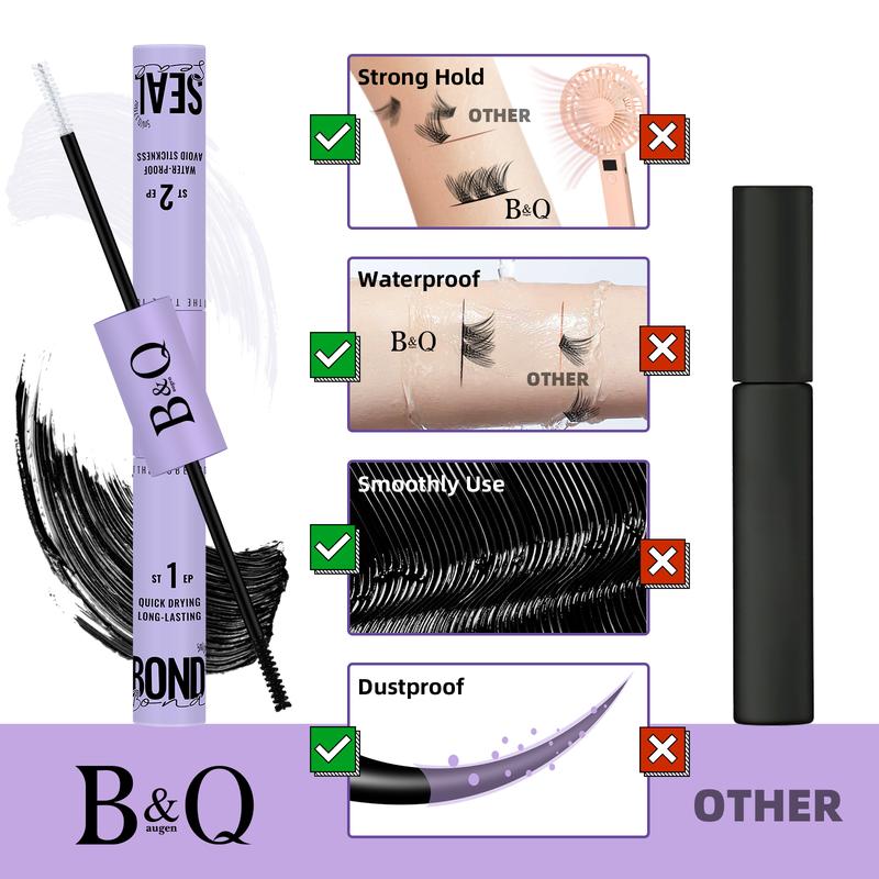 B&Q Lash l B×× Waterproof Kit l B02,B Series Lash kit,Bond & Seal,Remover,Tweezer,Brush,DIY Lash Extension at home Long lasting Poolproof Windproof Beginner Friendly Makeup Cosmetic