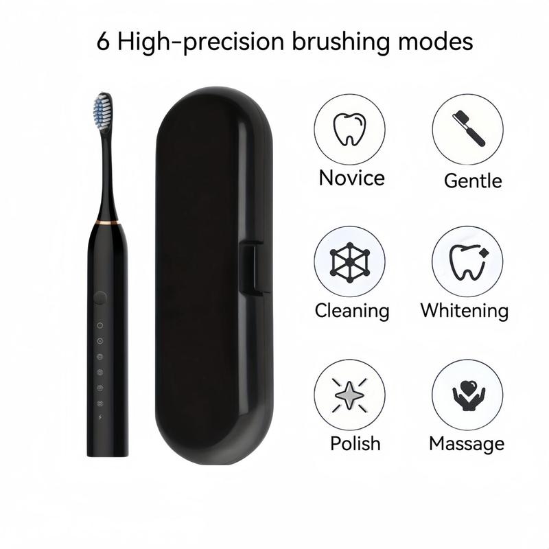 Deep Cleaning Electric Toothbrush with 8 Brush Head & Case, 6 Cleaning Modes Rechargeable Toothbrush for Home & Travel, Fall, Winter Gift, Gift, Christmas Gift