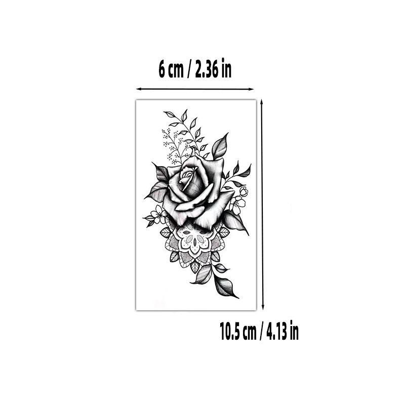 Flower Pattern Temporary Tattoo Sticker, 10 Sheets Long Lasting Fake Tattoo Sticker, Body Art Sticker for Women & Girls