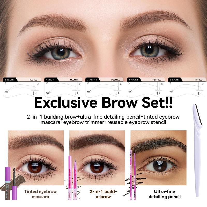 Eyebrow Makeup Set, 1 Set Long Lasting Eyebrow Gel & Double-ended Eyebrow Pencil & Eyebrow Tint & Eyebrow Card & Eyebrow Brush, Eye Brow Makeup Tool