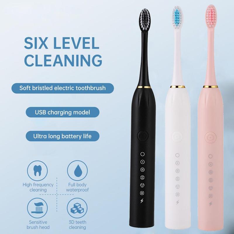 Electric Toothbrush Set, 1 Set Rechargeable Toothbrush & Replacement Brush Heads & USB Cable, Intelligent Deep Cleaning Toothbrushes for Adults, Gift for Christmas, Fall, Birthday Gifts, Winter Gift, Gift, Gender Neutral Hygiene Products, Christmas Gift