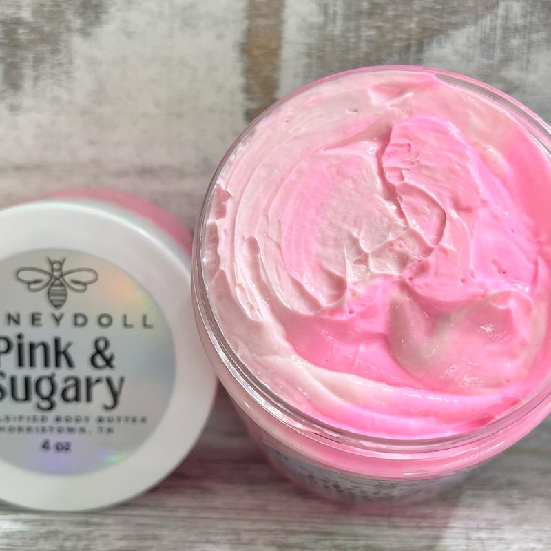 Pink & Sugary Emulsified Body Butter - Sweet Vanilla & Caramel Scent - Body Care