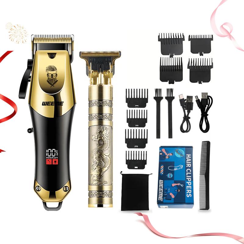 2 in 1 Electric Hair Clipper Set, 1 Set LCD Digital Display USB Charging Hair Trimmer, Professional Hair Shaver for Men