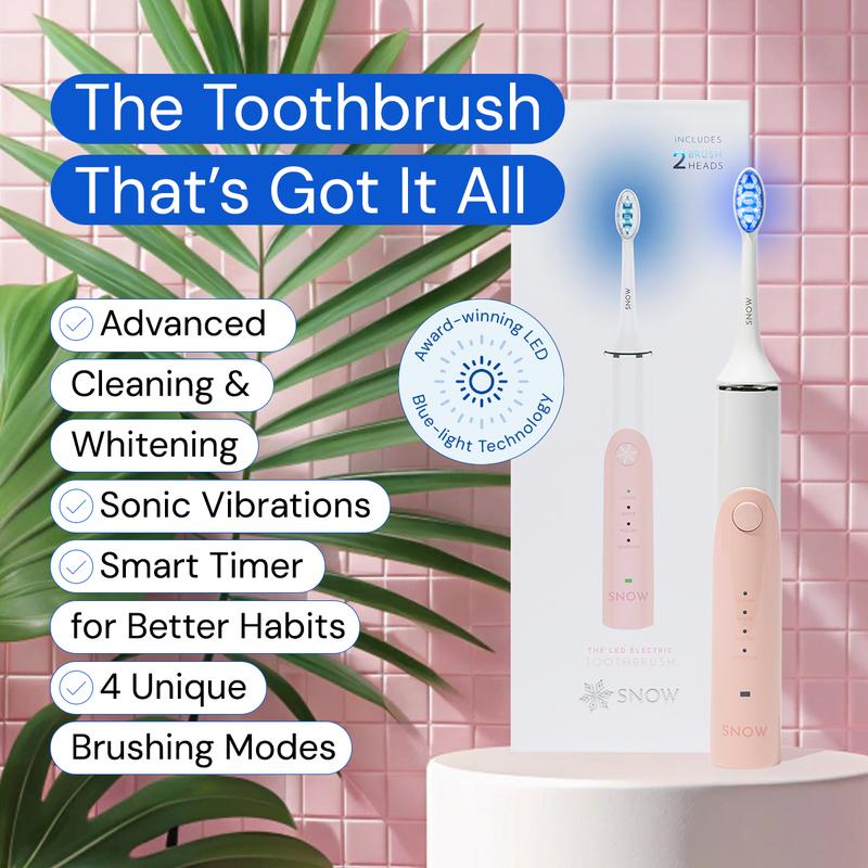 SNOW LED Whitening Electric Toothbrush Gen2 | Dentist-Designed Electric Toothbrush for Adults | Sonic Technology, LED Light, Modes, Timer, Rechargeable | Teeth Whitening