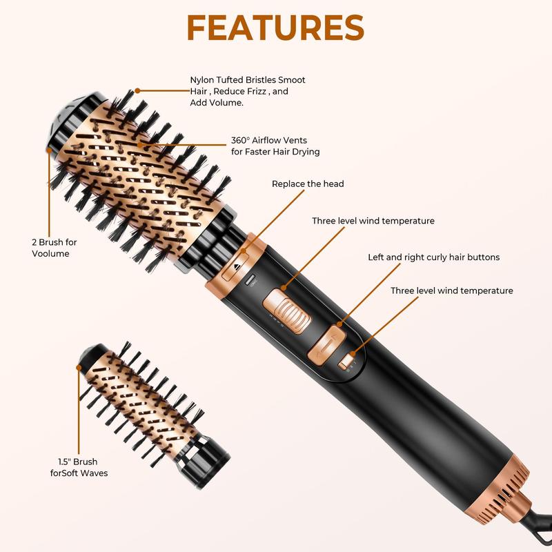 Comfort 2 in 1 Hair Dryer Brush, Rotating Round Hot Air Brush Set, One-step Drying Straightening Or Volumizer Round Brush Blow Dryer, Hair Styling Tools, Curling Iron, Gift For Christmas & Fall, Winter Gift