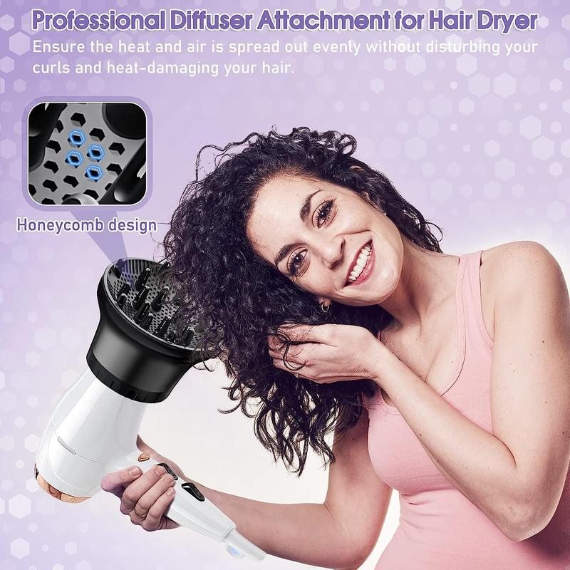 Professional Diffuser Attachment, Universal Hair Diffuser for Straightening & Curly Hair, Lightweight Portable Travel Design Hair Blower Diffuser