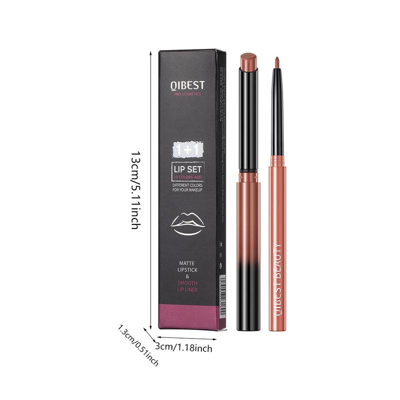 Qibest Multi-Color Lipstick Lipliner Pencil Set - Long-Lasting, Waterproof, Matte Finish, Non-Decolorizing, Smudge-Proof - Perfect for All Skin Types, Travel-Friendly, Ideal Valentines Day Gift