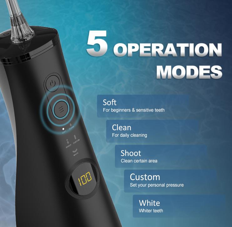 Oral lrrigator 5 In 1 Water Flosser -lPX7 Cordless Portable and RechargeableIrrigation Cleaner -Comprehensive DailyTeeth Care Solution for Men Women