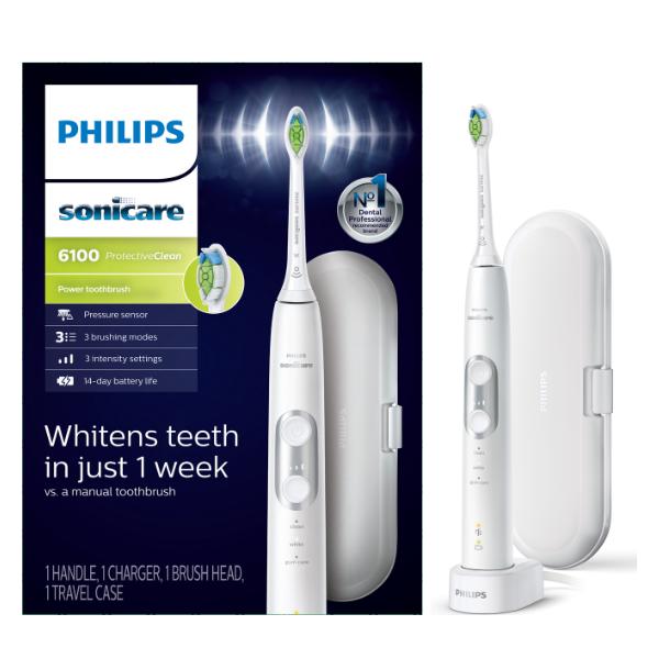 Philips Sonicare ProtectiveClean 6100 Whitening Rechargeable Electric Toothbrush - Multiple Colors, Pressure Sensor Cleansing