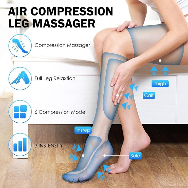 TOLOCO Leg Massager, ARelaxation and Relief with 6 Modes 3 Vibration, air Compression for Circulation, Birthday Christmas Gifts for Women&Men