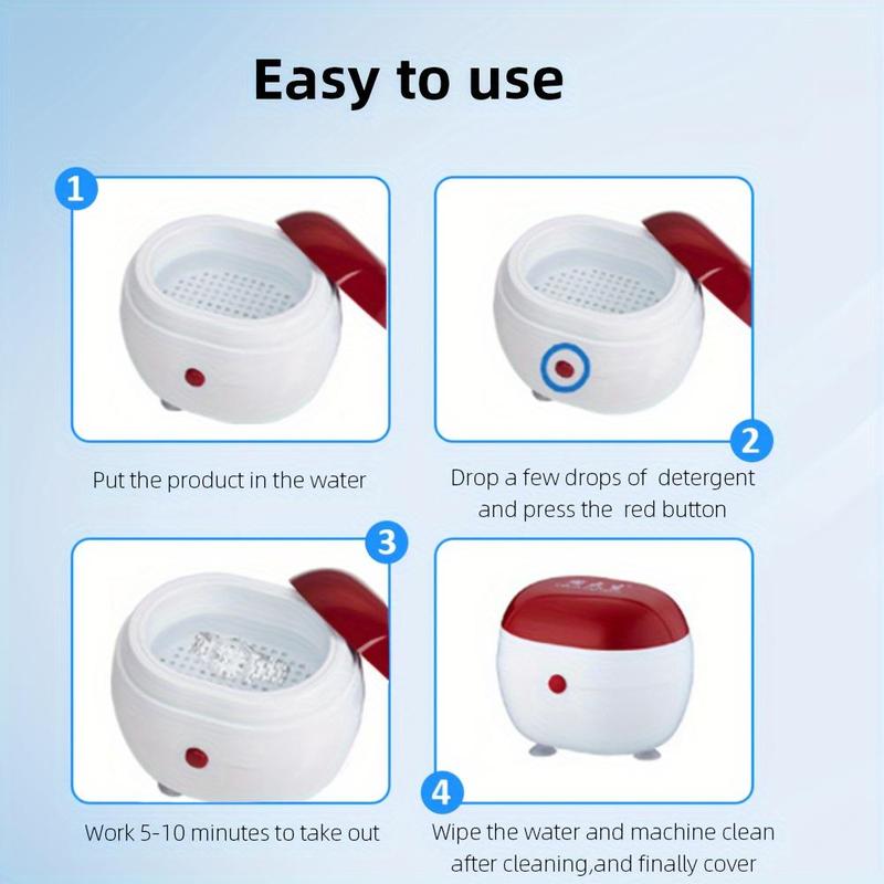 Ultrasonic Denture Cleaning Box, Professional Battery-Powered Jewelry & Toothbrush Cleaner with Filter, Oral Health Product for Women & Men