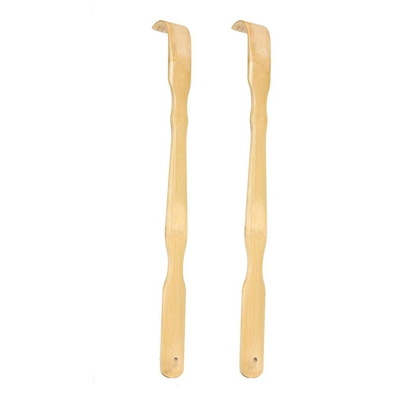 Wooden Bamboo Back Scratcher, 2 Counts Long Handle Back Scratcher for Adults, Manual Massage Tool for Men and Women