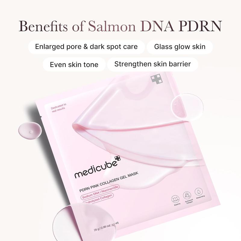 Medicube Salmon DNA PDRN Pink Collagen Jelly Gel Mask | Overnight Face Mask for Glass Glow Skin- Elasticity, Hydrating, Firming and Moisturizing | Korean Skincare, 28G, 4Ea Medicube