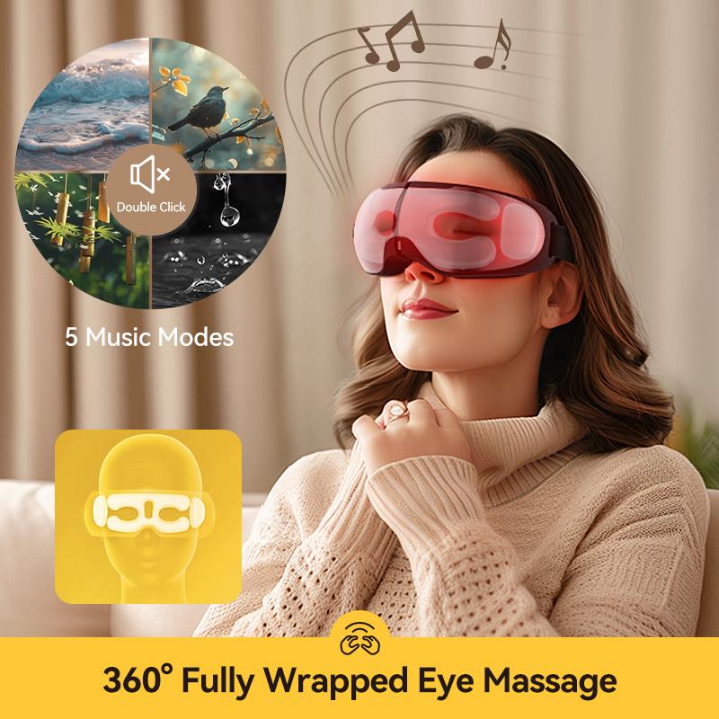 Deerma Eye Massager,Eye Hollow Visual Design,Eye Mask With Heat Compression  Music For Relax Eye,Improve Sleep,Gifts Idea