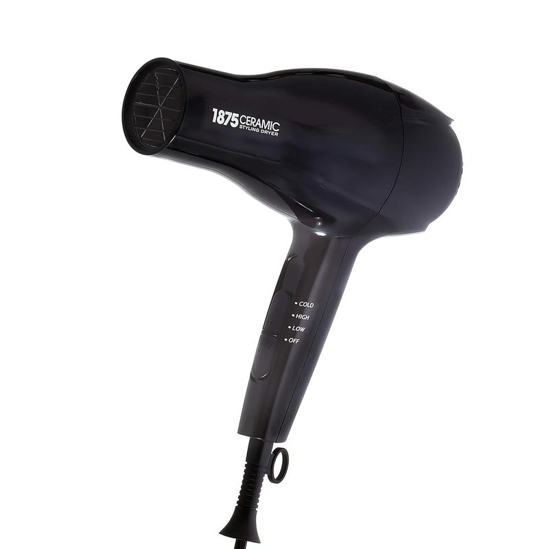 1875 Ceramic Styler Hair Styling Blow Dryer 2 Attachments Included Lightweight and Fast Dry Multi Heat Speed Setting Perfect Size for Home or Travel