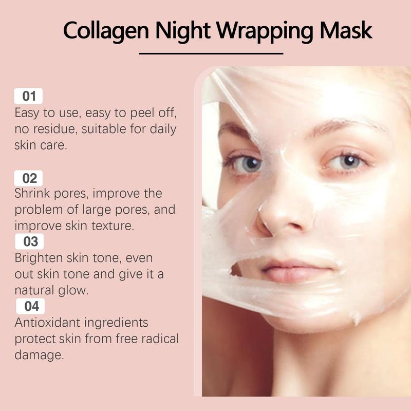 Collagen Overnight Wrapping Peel Off Facial Mask, Moisturizing Facial Mask, Hydrating Facial Skin Care Product for Women & Men