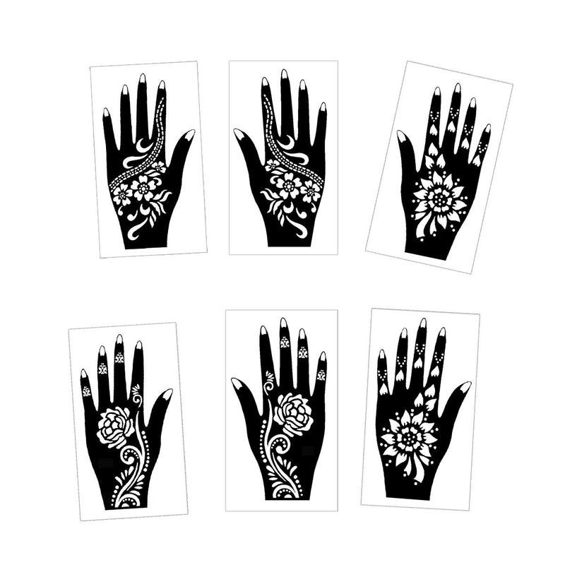 Hollow Out Design Temporary Tattoo Stencil, 6 Counts set Disposable Floral Design Body Art Templates for Women, Perfect for Women