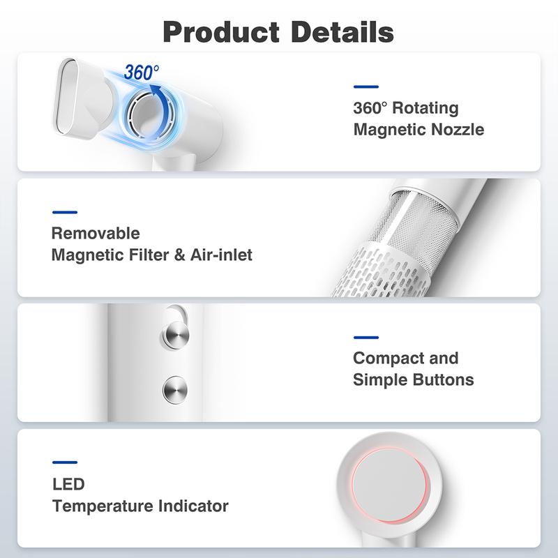Tideway High-speed Hair DryerBrushless Motor & lonic Technology 4Temperature Settings Thermo ControlTechnology Ergonomic Design