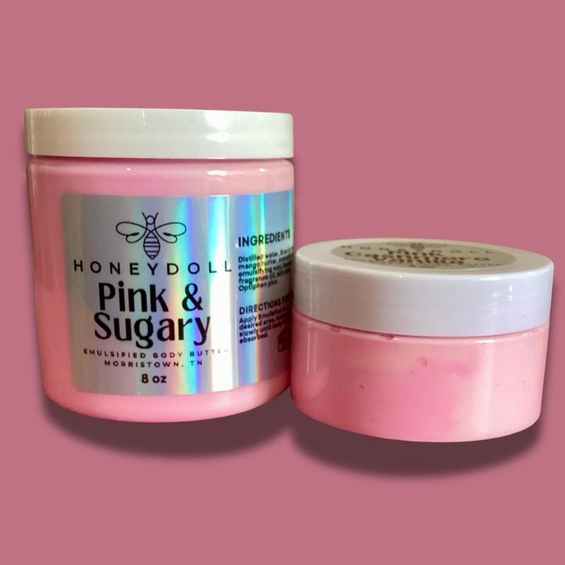 Pink & Sugary Emulsified Body Butter - Sweet Vanilla & Caramel Scent - Body Care