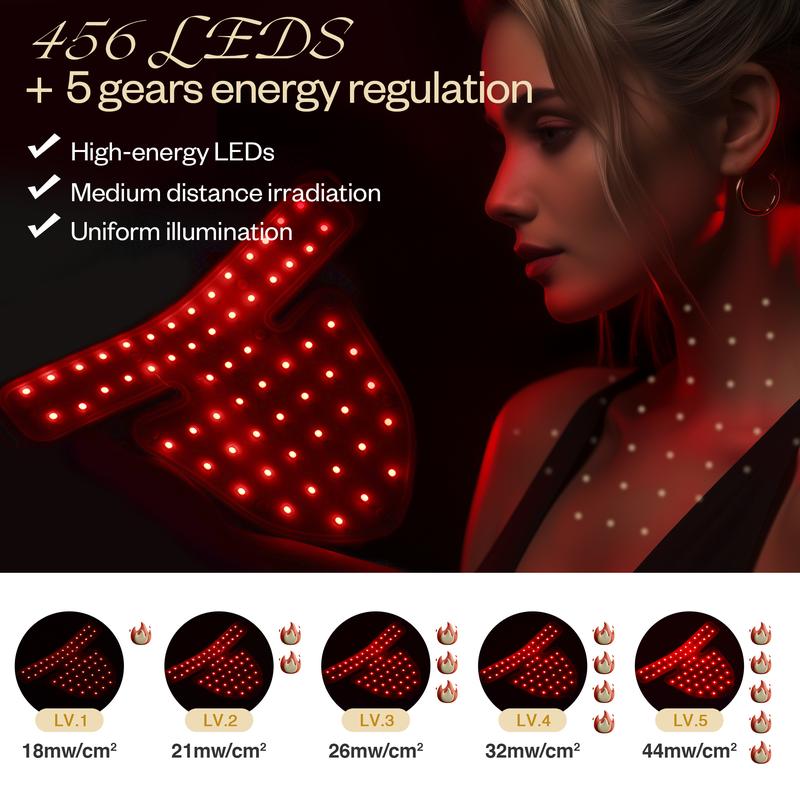 2 IN 1 Black Red Light Therapy Mask Set,Near-infrared Light 850nm and Red Light 630nm,5 Gears Adjustment,Led Mask Light Therapy for Face & Neck,Portable and Rechargeable at Home and Travel