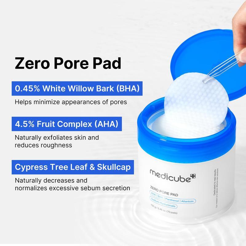 Medicube Zero Pore Pads 2.0, Dual-Textured Facial Toner Pads for Exfoliation and Pore Care with 4.5% AHA Lactic Acid & 0.45% BHA Salicylic Acid, Ideal for All Skin Types, Skin Care (70 Pads)Limited time discount