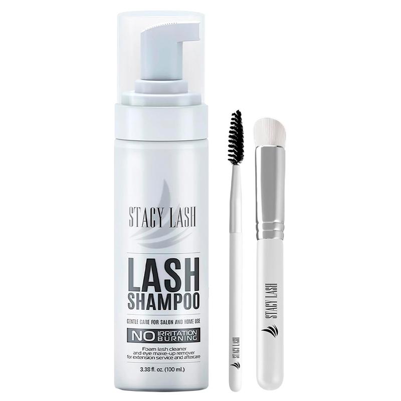 STACY LASH Handy Cosmetic Eyelash Shampoo 100ml Foaming Wash + Cleansing Brush | Gentle, Waterproof Makeup Remover for Extensions & Natural Lashes Kit Mascara lash shampoo