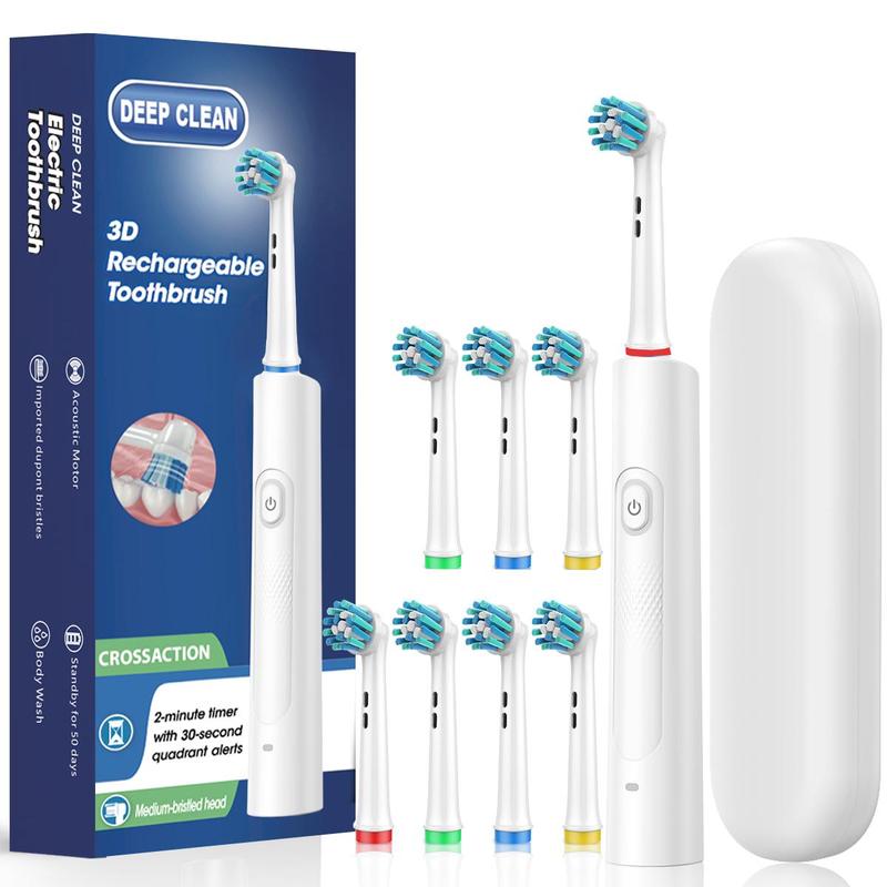 Rotating Round Head Electric Toothbrush, 1 Box Rechargeable Toothbrush & Replacement Brush Heads & Travel Case, Halloween Oral Care Product for Adults