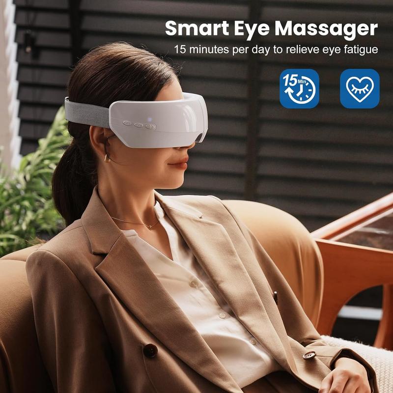 Eye Massager with Heat, FSA HSA Eligible Eye Mask Massager for Migraines with Bluetooth Music, Face Massager， Improve Sleep, Wedding, Birthday Gifts