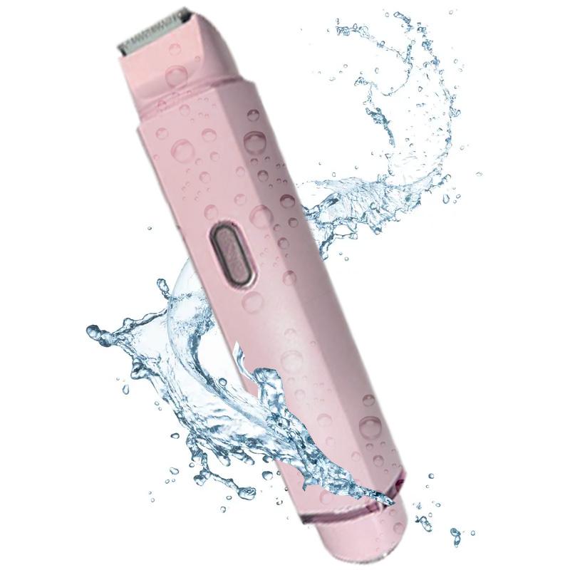 Bikini Trimmer for Women, USB Rechargeable Portable Electric Shaver And Razor Rechargeable 2-in-1 Body & Facial Epilator,Dual Heads for Painless Trimming of Sensitive Pubic Hair, Face, Underarms and Legs, Christmas Gift New Year Gift