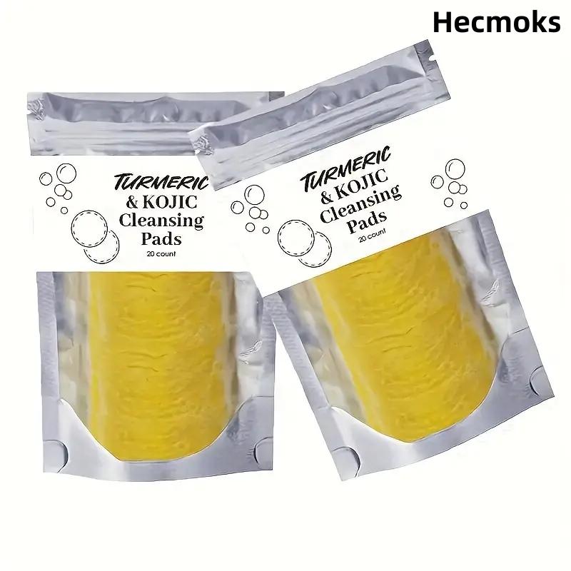 Hecmoks - Premium Kojic Acid & Turmeric Infused Cleansing & Exfoliating Pads (20 Count) - Perfect for Gentle Facial & Body Cleansing Skincare Comfort