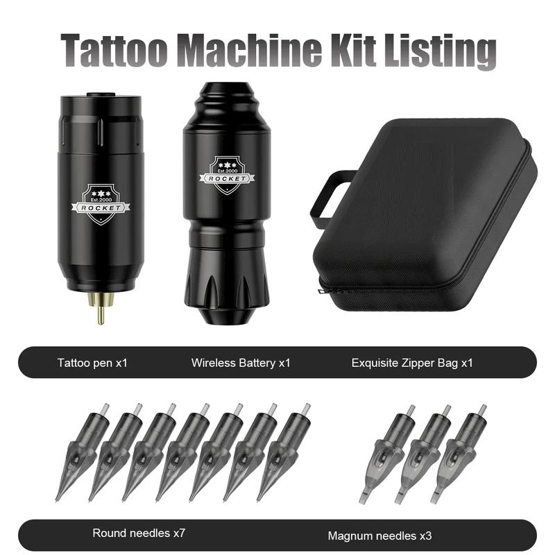 VEBO wireless tattoo kit Rocket mini tattoo machine complete with 20 needles. Permanent makeup tattoo kit